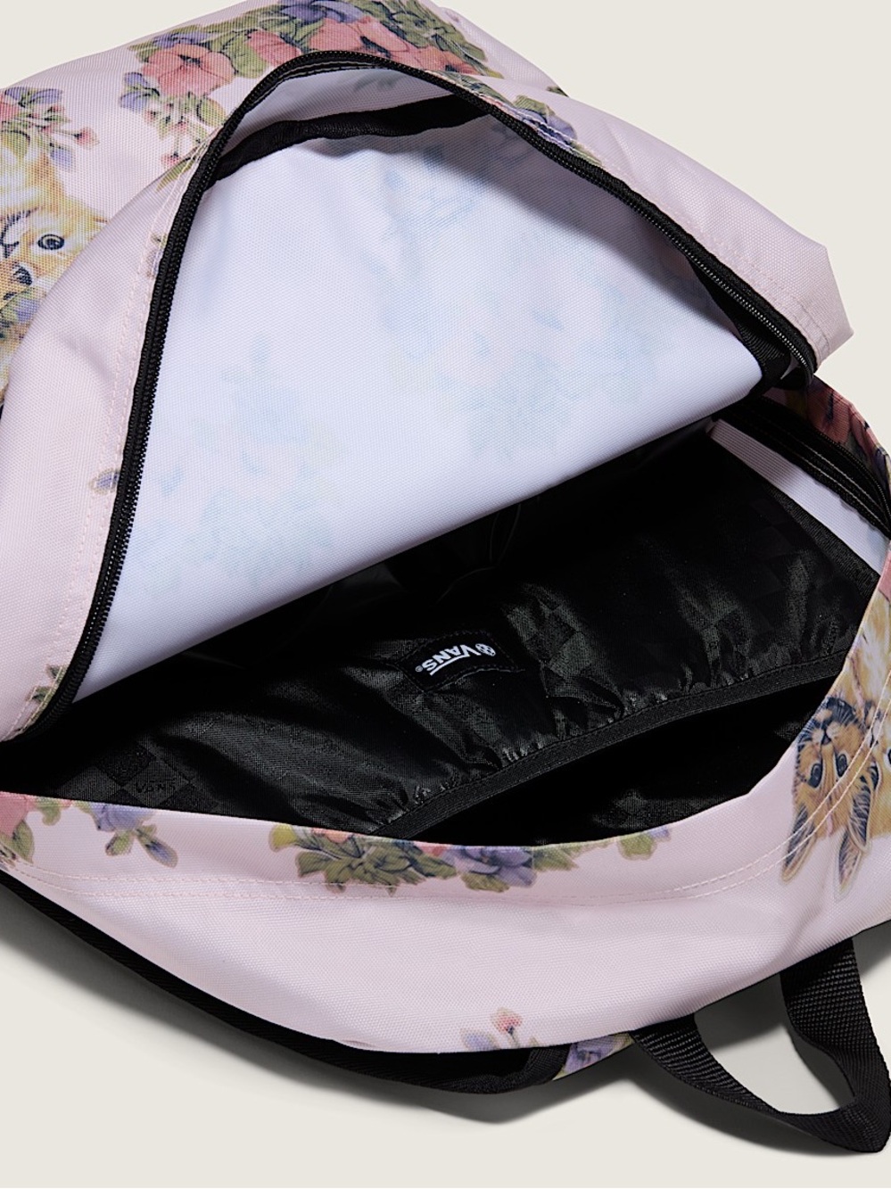 Vans Old Skool Drop V Backpack Light Pink Floral Kitten Print - Picture 8 of 10